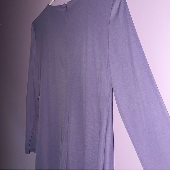 NEW Ralph Lauren Size 6 Dress Midi Lilac Purple Wrap Front 3/4 Sleeve High Neck - Picture 7 of 9